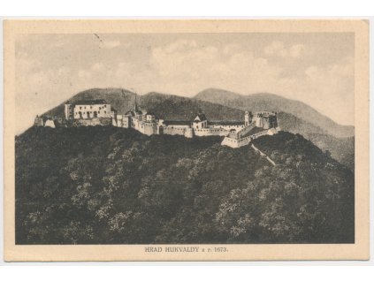 16 - Frýdeckomístecko, hrad Hukvaldy, celkový pohled, cca 1924