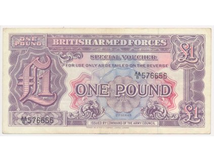 Velká Británie, armádní poukázka Britských ozbrojených sil, 1 Pound, 1948, oběhový stav