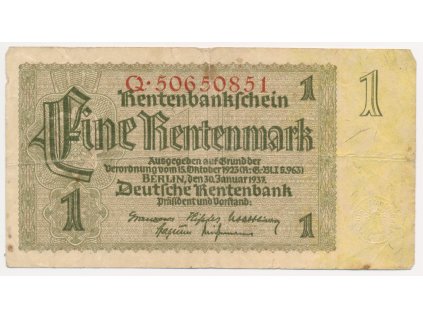 Německo, 1 Rentenmark, 1937, oběhový stav