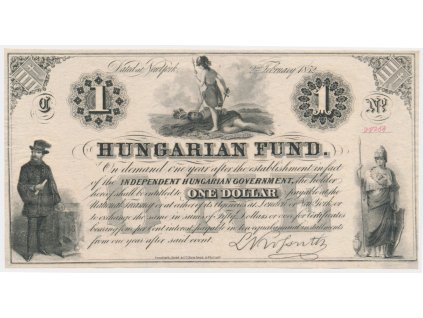 Maďarsko, Košutova emise, 1 Fund, 1852 (!!), luxusní stav UNC