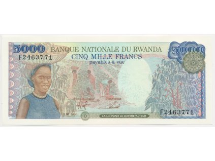 Rwanda, 5000 Francs, 1988, stav UNC