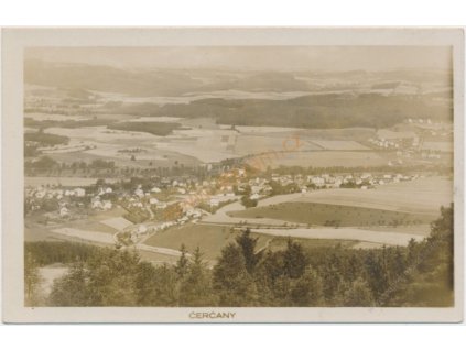 01 - Benešovsko, Čerčany, celkový pohled na obec, cca 1935