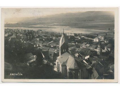 Slovensko, Trenčín, celkový pohled, cca 1930