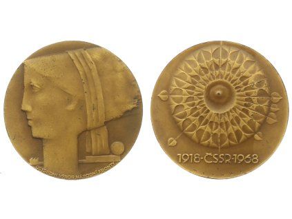 ČSSR, AE medaile Ústřední výbor NF, průměr 50 mm, bronz