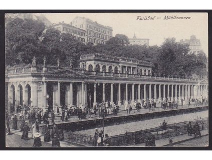 25 - Karlovy Vary, (Karlsbad), kolonáda u mlýnského pramene (Mühlbrunnen), cca 1918