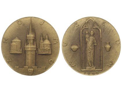 ČSSR, AE medaile Znojmo, bronz, 1968,  průměr 70 mm
