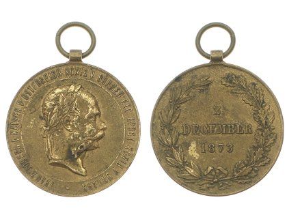 Rakousko - Uhersko, fragment medaile 2. december 1873, bronz