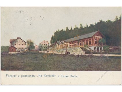 15 - Domažlicko, Česká Kubice, partie u pensionátu "Na Kovárně", cca 1912