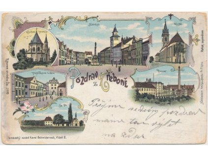 24 - Jindřichohradecko, Třeboň, 6 - ti záběrová koláž města, cca 1899