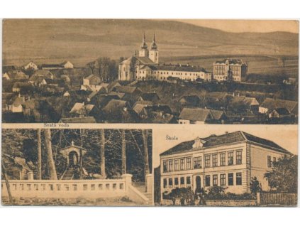 71 - Vsetínsko, Zašová, 3 - záběr, celk. pohled, škola..., cca 1933