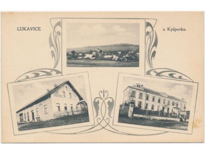 70 - Orlickoústecko, Lukavice, 3 - záběr, hostinec U Pospíšilů, škola, cca 1912