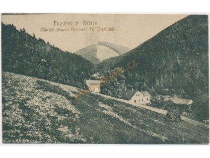 16 - Frýdeckomístecko, Staré Hamry, Hostinec Fr. Charbulák, cca 1930