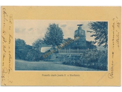 72 - Vyškovsko, Slavíkovice, pomník císaře Josefa II., cca 1913