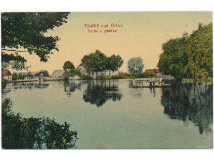 57 - Rychnovsko, Týniště nad Orlicí, oživená partie u rybníka, cca 1908