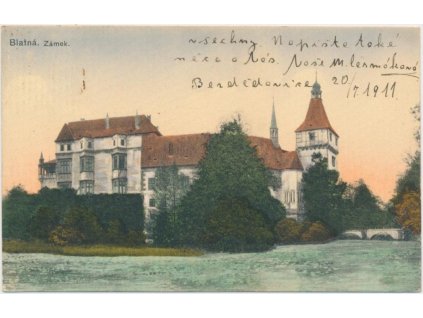 60 - Strakonicko, Blatná, partie u zámku, Nakl. V. Novotný, cca 1911