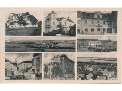 47 - Plzeňsko, Přeštice, 8 - mi záběr dominant města, cca 1945