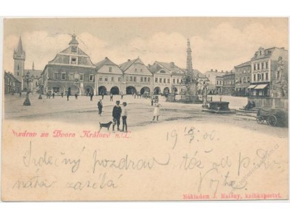 66 - Trutnovsko, Dvůr Králové nad Labem, oživené náměstí, cca 1900
