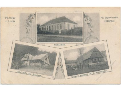 57 - Rychnovsko, Lomy, 3 - záběr, Letní sídlo Dr. Štemberky, škola....
