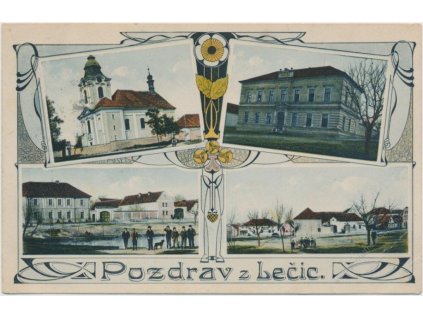 51 - Praha - západ, Lečice, 4 - záběr dominant obce, cca 1914...