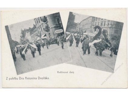 49 - Praha, pohřeb A. Dvořáka, 2 - záběr, květinové dary, cca 1914