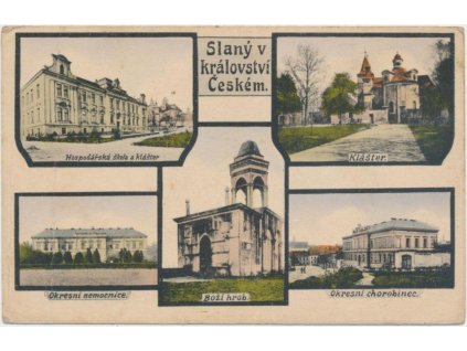 27 - Kladensko, Slaný, 5 - ti záběr, nemocnice, klášter..., cca 1918
