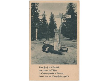 48 - Prachaticko, Třístoličník, oživená partie u st. hranice, ca 1935