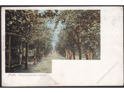 46 - Písek, hlavní promenáda v sadech, cca 1900
