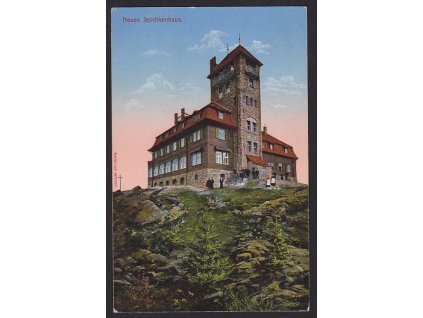 32 - Liberecko, Ještěd, nova stavda na vrcholu, nakl. Německý horský klub, cca 1908