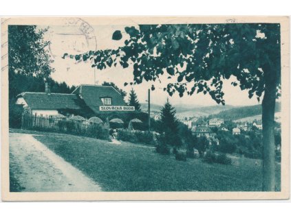 73 - Zlínsko, Luhačovice, partie před Slováckou búdou, cca 1929