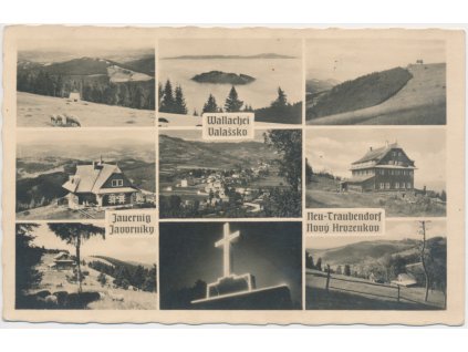 71 - Vsetínsko, 3x záběr Jeseníky, 3x záběr Valašsko, 3x záběr Nový Hrozenkov, foto Bittner, cca 1930