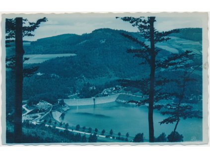 71 - Vsetínsko, Bystřička, Údolní přehrada v Bystříčce, cca 1939