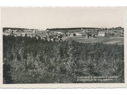 65 - Teplicko, Cinvald (Cínovec), pohled na horskou osadu se státní hranicí, cca 1937