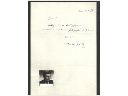 Schenk Pavel (1941), volejbal, olympionik, list  A4 s dopisem a podpisem