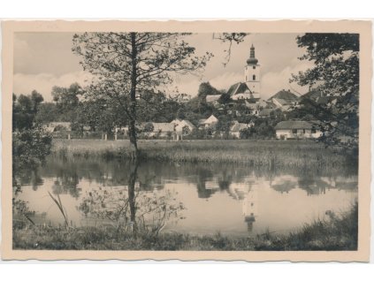 64 - Táborsko, Veselí n. Lužnicí, pohled na město od řeky, ca 1944