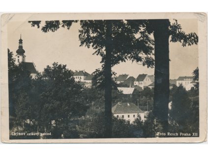 65 - Teplicko, Chýnov, celkový pohled, foto Resch, cca 1930