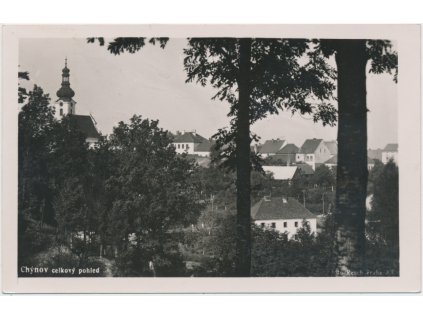 65 - Teplicko, Chýnov, celkový pohled na město, cca 1942