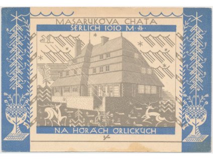 57 - Rychnovsko, Suchý vrch, Masarykova chata-reklamní pohlednice