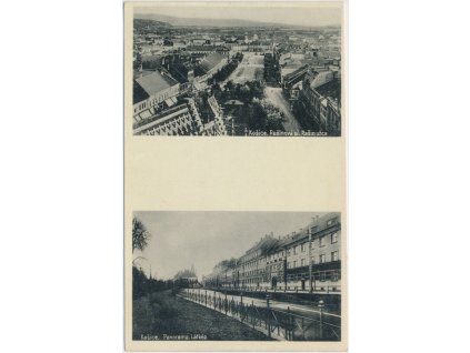 Slovensko, Košice, 2 - záběr, panorama a Rašínova ul., cca 1932