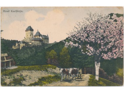 02 - Berounsko, Karlštějn, oživená partie pod hradem, cca 1939