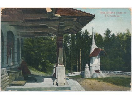 30 - Kroměřížsko, Sv. Hostýn, oživená partie z poutního místa, cca 1908