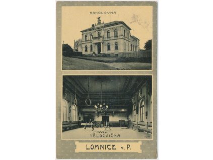 58 - Semilsko, Lomnice n. Popelkou, Sokolovna a tělocvična, cca 1914