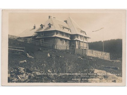 28 - Klatovsko, Šumava, oživená partie u Klostermannovy chaty, ca 1925