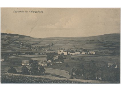 57 - Rychnovsko, Deštné v Orlických horách, celkový pohled, cca 1910