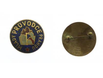 ČSSR, odznak Mladý průvodce Prahou, průměr 31mm, jehla, smalty