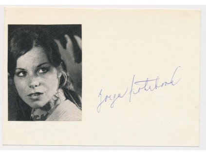 Kotrbová Jorga (1947) , herečka, karta s vlastnoručním podpisem