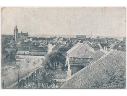 27 - Kladensko, Zlonice, pohled na městys ze střechy budovy, cca 1922