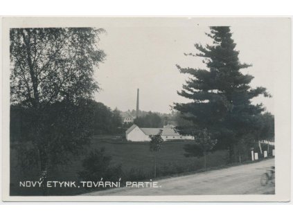 24 - Jindřichohradecko, Nový Etynk, pohled na továrnu na houně,ca 1940