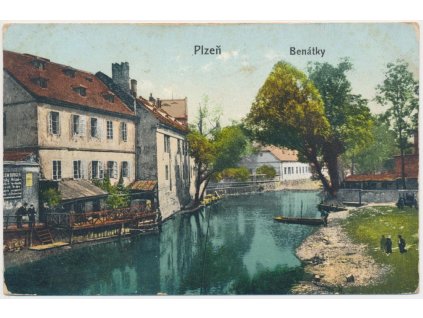 47 - Plzeň, "Plzeňské Benátky - mlýnská strouha, cca 1915