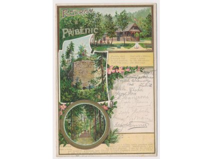 64 - Táborsko, Příběnice, 3 - záběrová koláž z okolí hradu, cca 1903