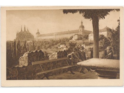 31 - Kutná Hora, oživená partie s pohledem na historické centrum